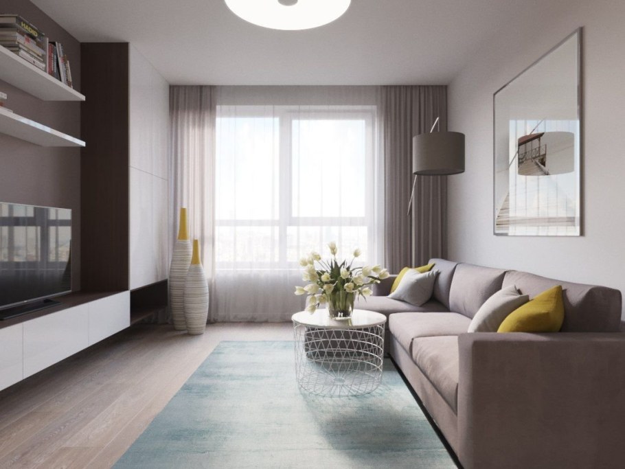 Интерьер гостиной в двухкомнатной квартире