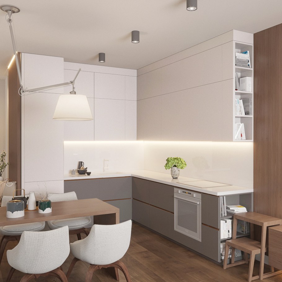 Кухня в минималистичном стиле в светлых тонах