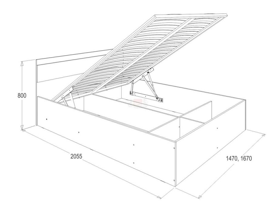 Кровать с подъемным механизмом 1400=2000 чертеж