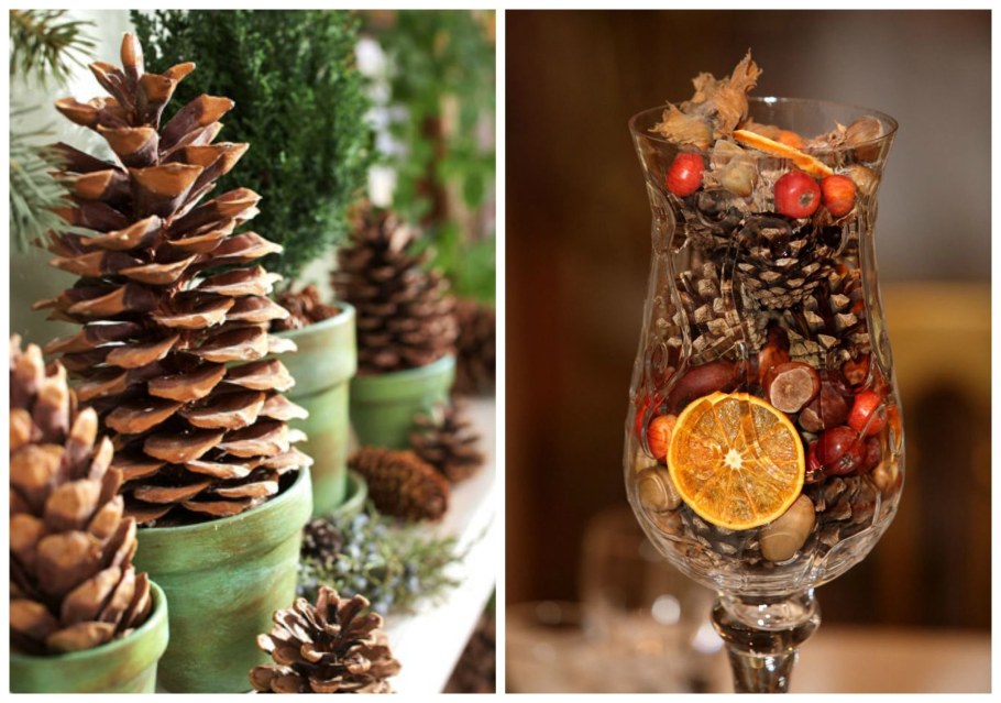 Композиция из сосновых шишек