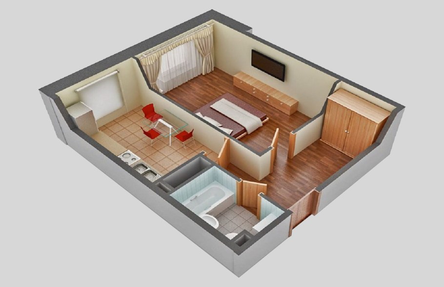 Однокомнатный домик планировка