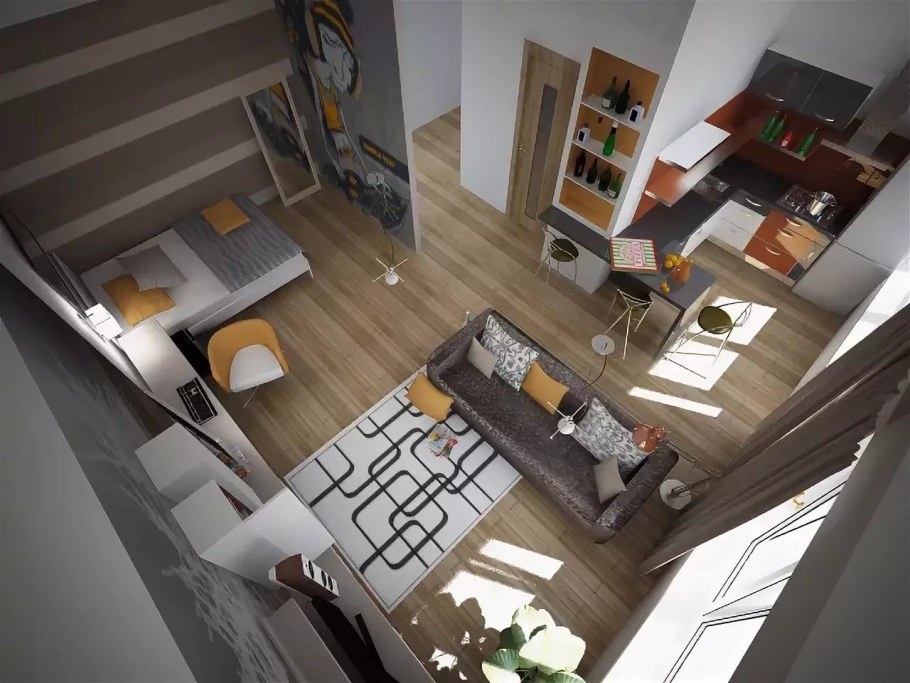 Планировка однушки студии 30 м кв