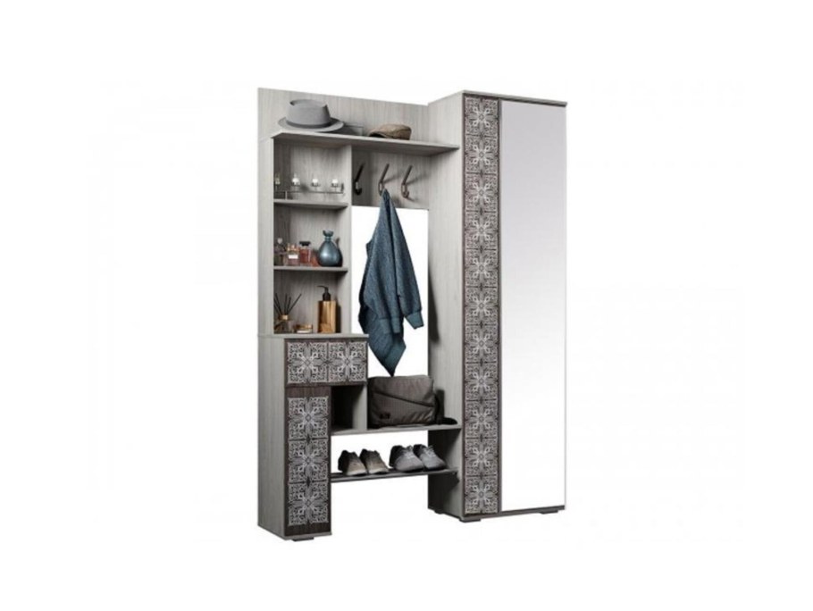 Прихожая "Шанель" ясень белый/ясень темный (ФП)