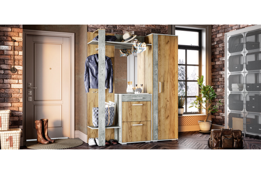 Прихожая Кензо вешалка крафт/Метрополитан грей