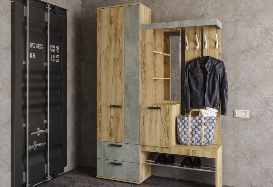 Прихожая Трамп дуб крафт / Метрополитан грей