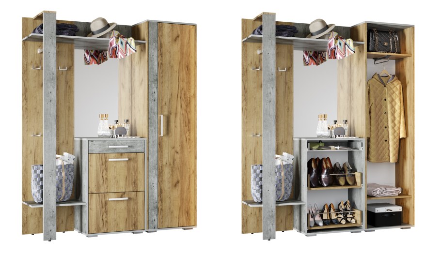 Прихожая Кензо вешалка крафт/Метрополитан грей