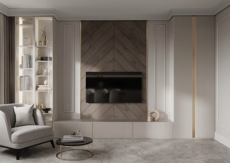 Декорирование стены с телевизором