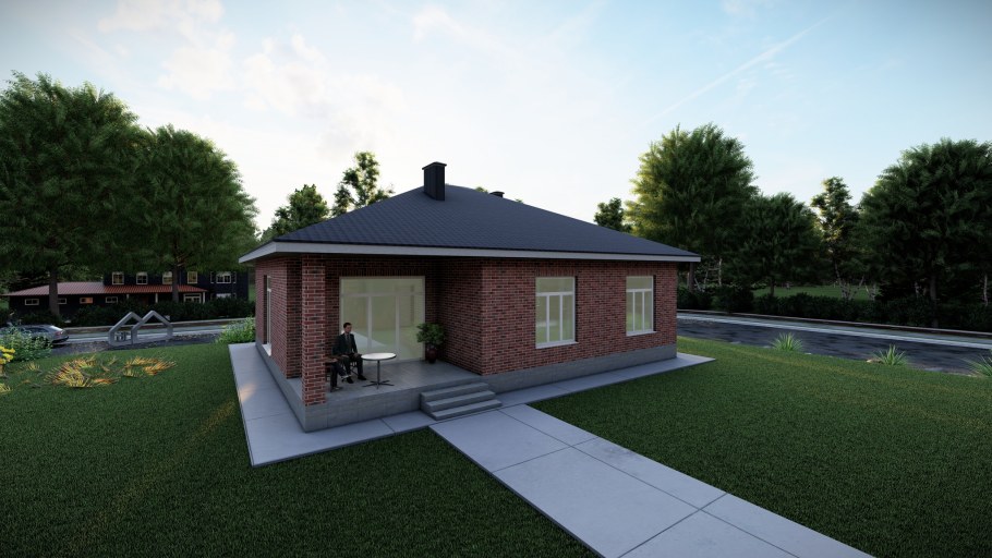 Одноэтажный дом с террасой 200 кв.м проект