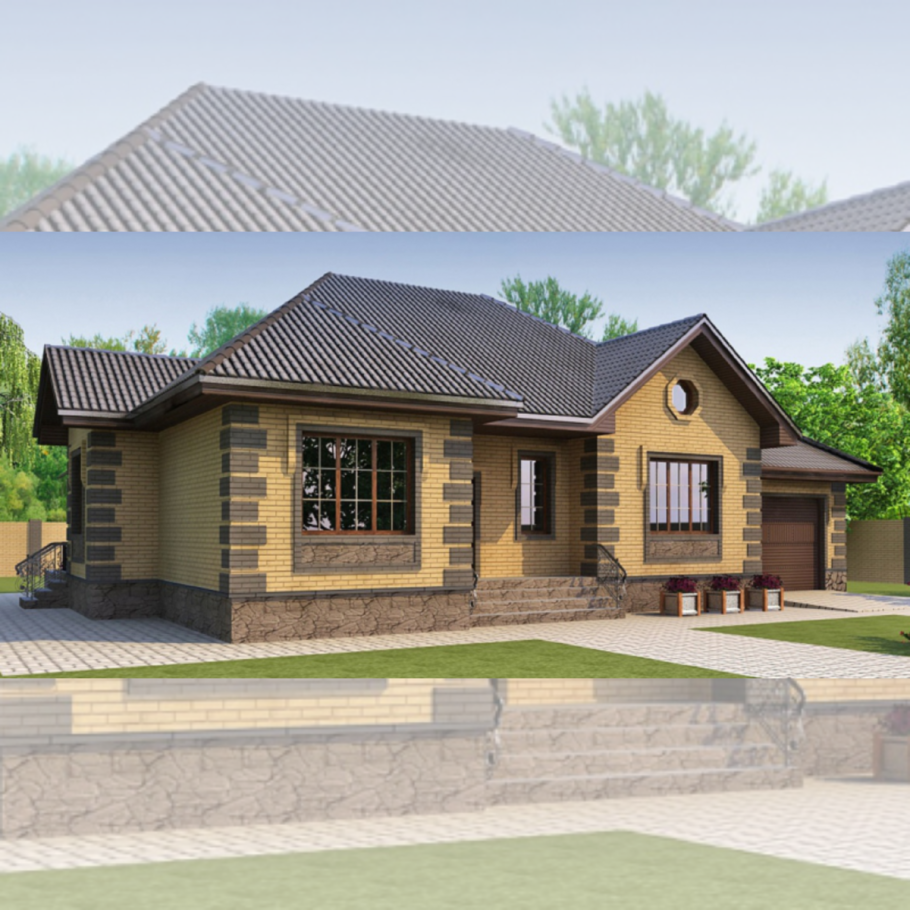 Одноэтажный дом 120кв с террасой