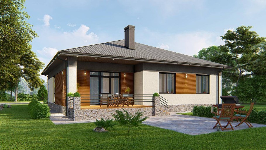 Одноэтажный дом 120кв с террасой