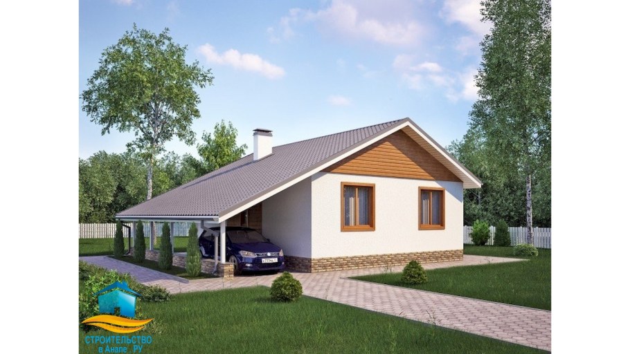 Одноэтажный дом с гаражом 100кв.м