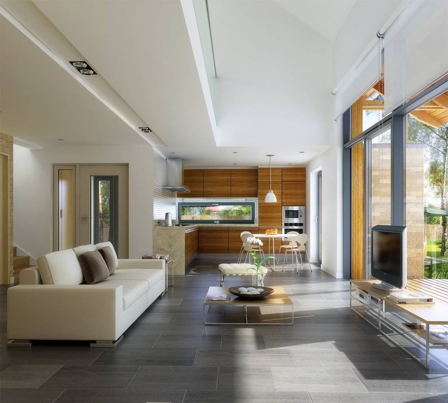 Гостиная в двухэтажном доме