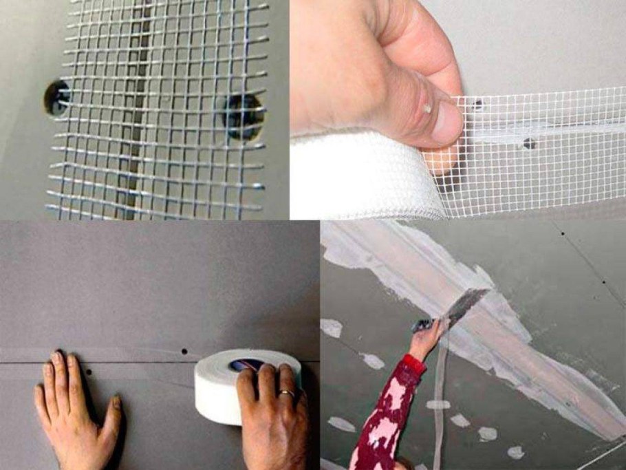 Проклейка серпянкой стыков гипсокартона