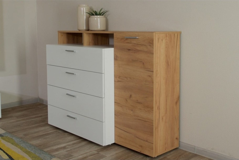 Комод Невио 2 дуб крафт золотой белый