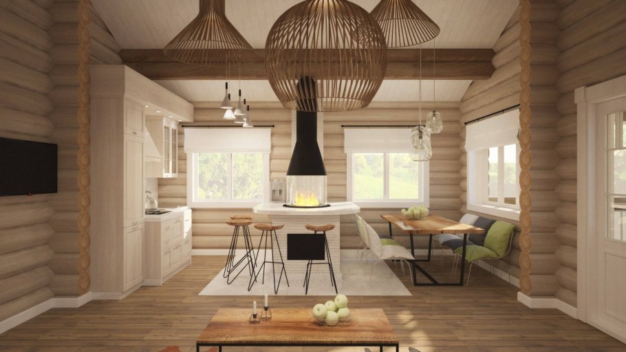 Интерьер деревянного дома