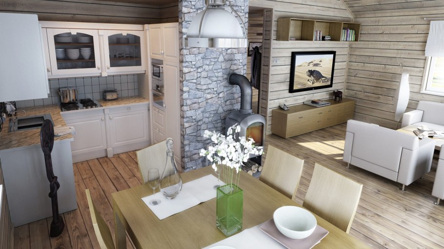 Кухня гостиная в дачном домике