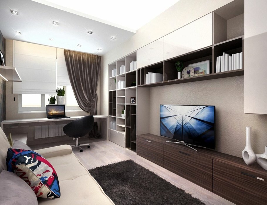 Маленькая гостиная с рабочим местом