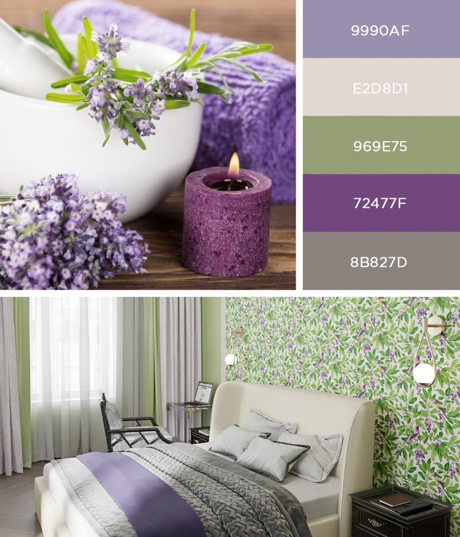 Лавандовый сочетание цветов в интерьере