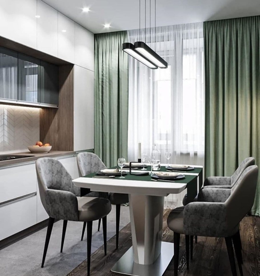 Шторы в кухню-гостиную в современном