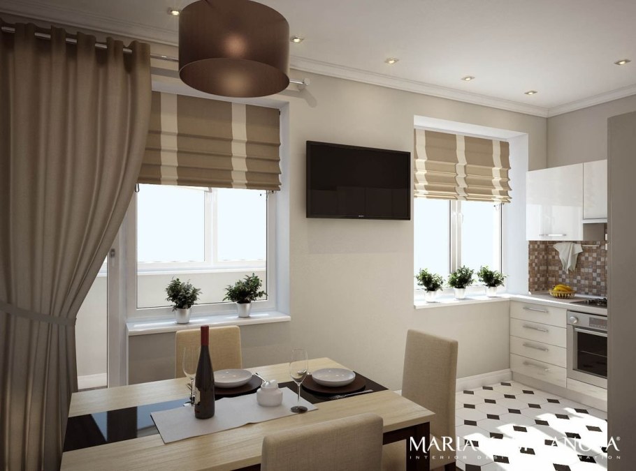 Римские шторы в кухню гостиную