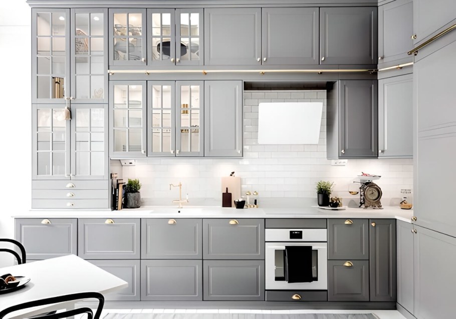 Кухня икеа Будбин серая