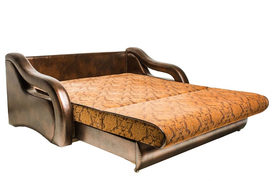 Диван аккордеон с деревянными подлокотниками