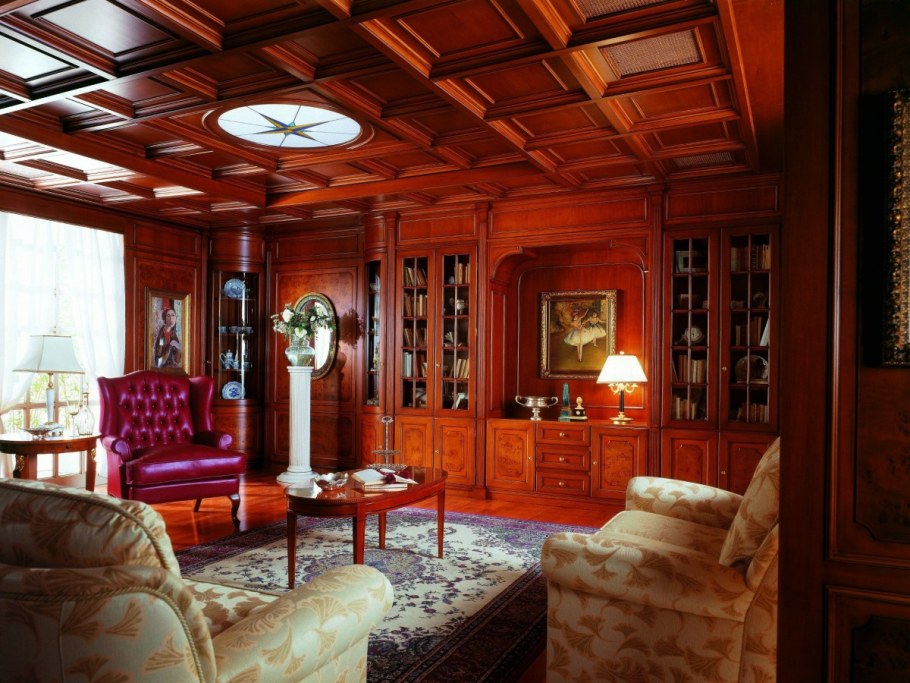 Кессонный потолок английский стиль