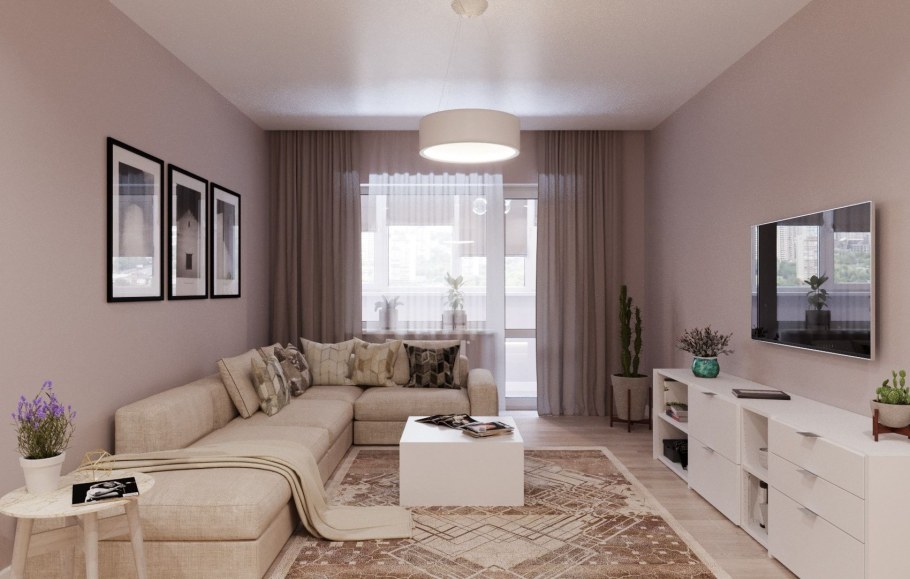 Гостиная в пастельных тонах