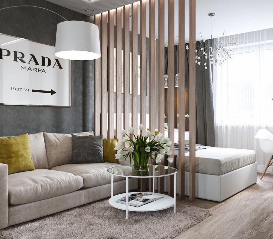 Реечные перегородки для зонирования в интерьере