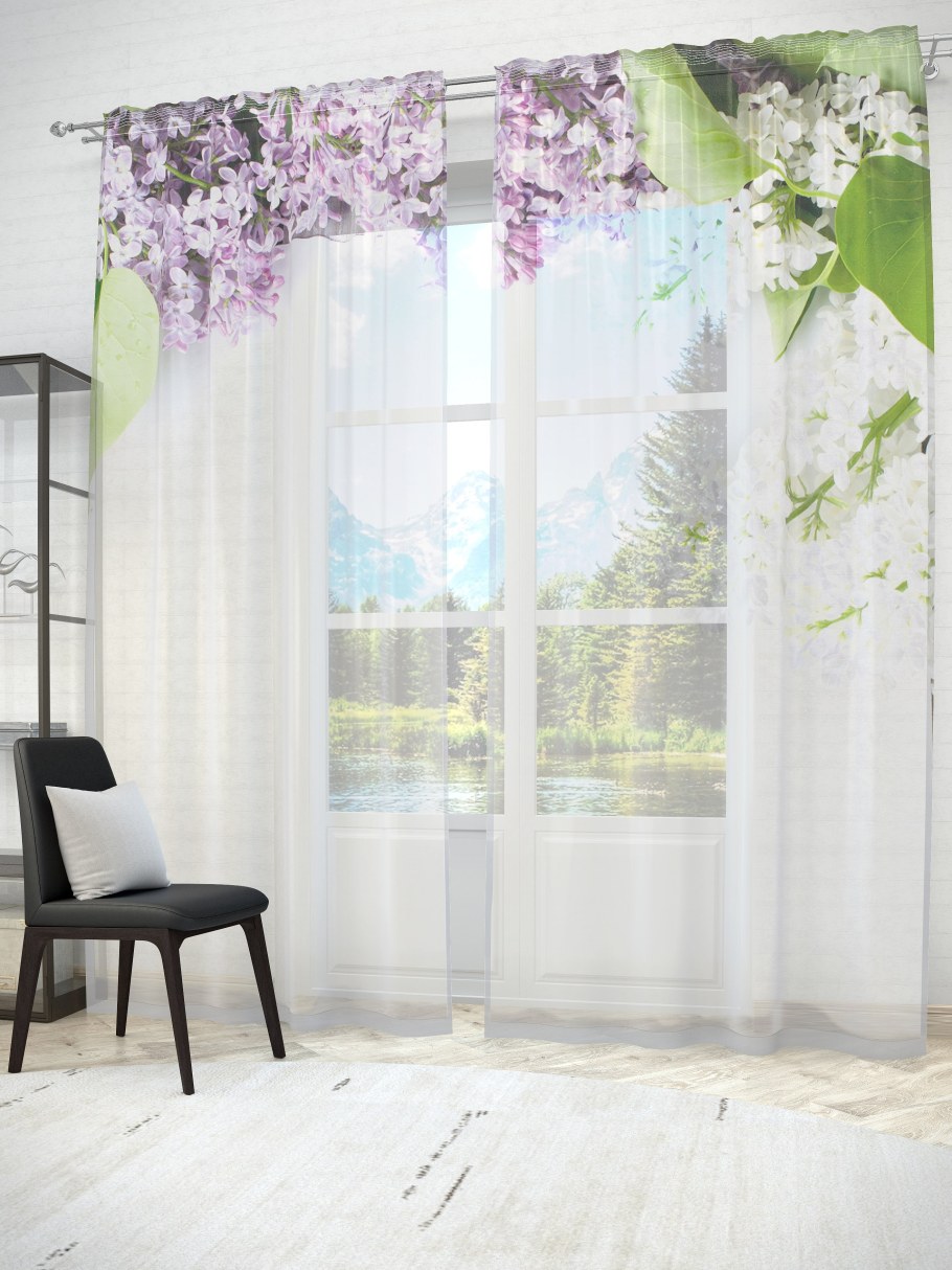 Тюль с цветочным принтом