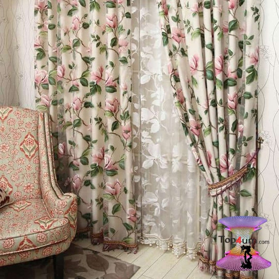 Портьеры с цветочным принтом