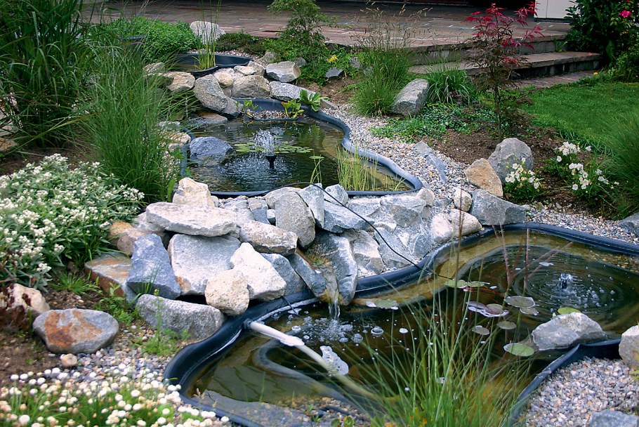 Водопад, сухой ручей, прудик