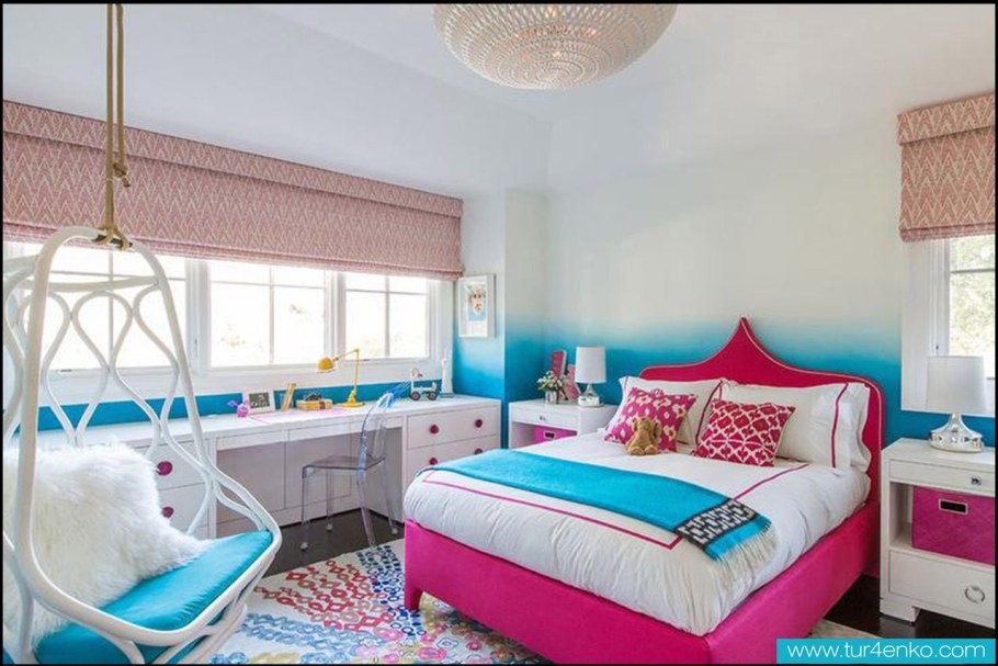 Комната для девочки в голубых тонах