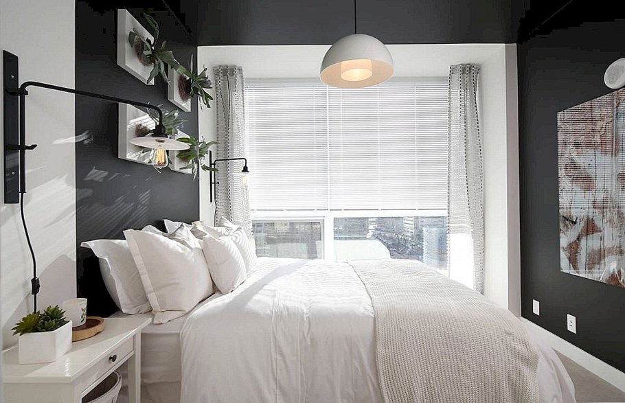 Спальня 9 кв.м икеа темная