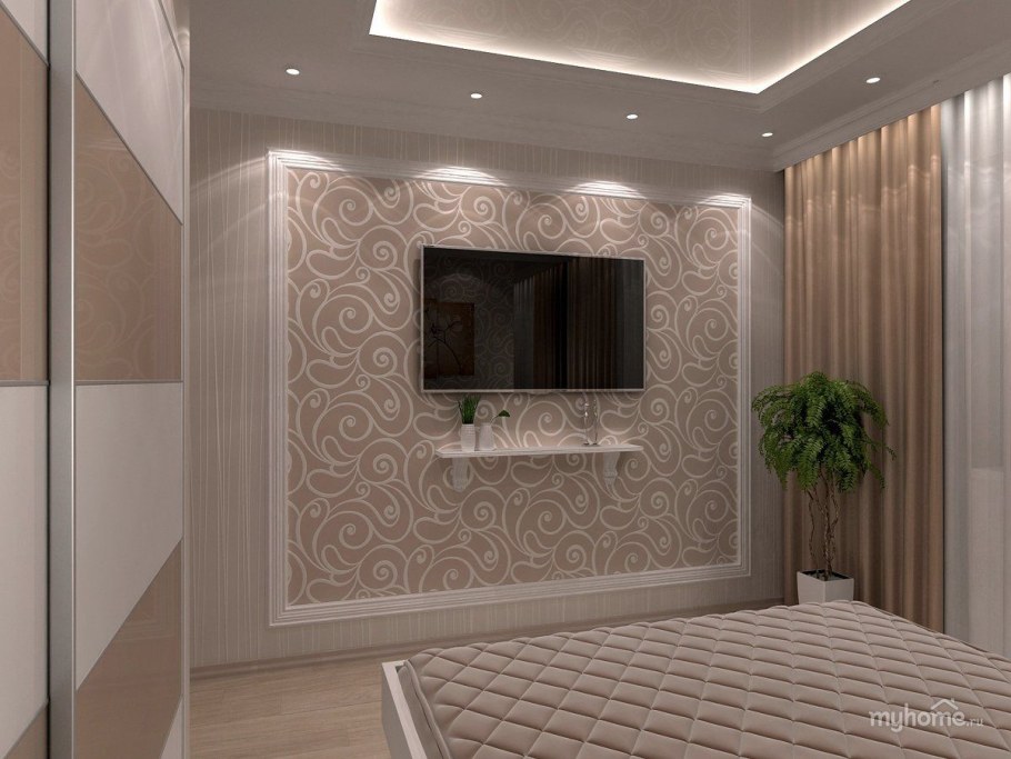 Зона под телевизор в спальне
