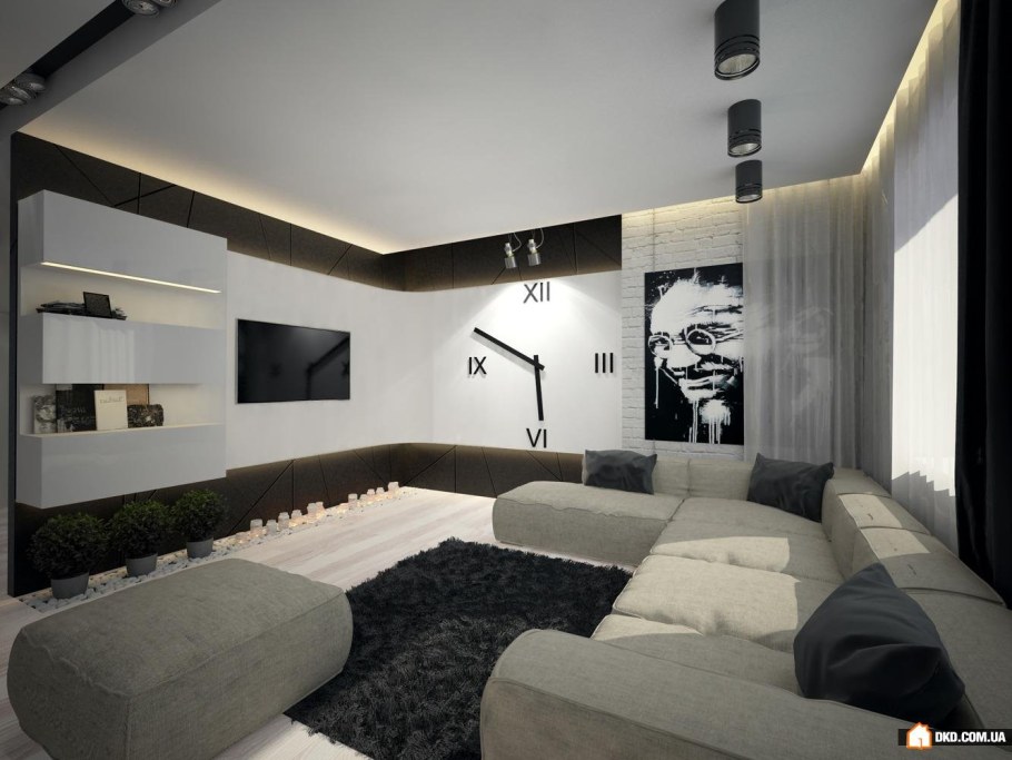Гостиная в черно белом стиле