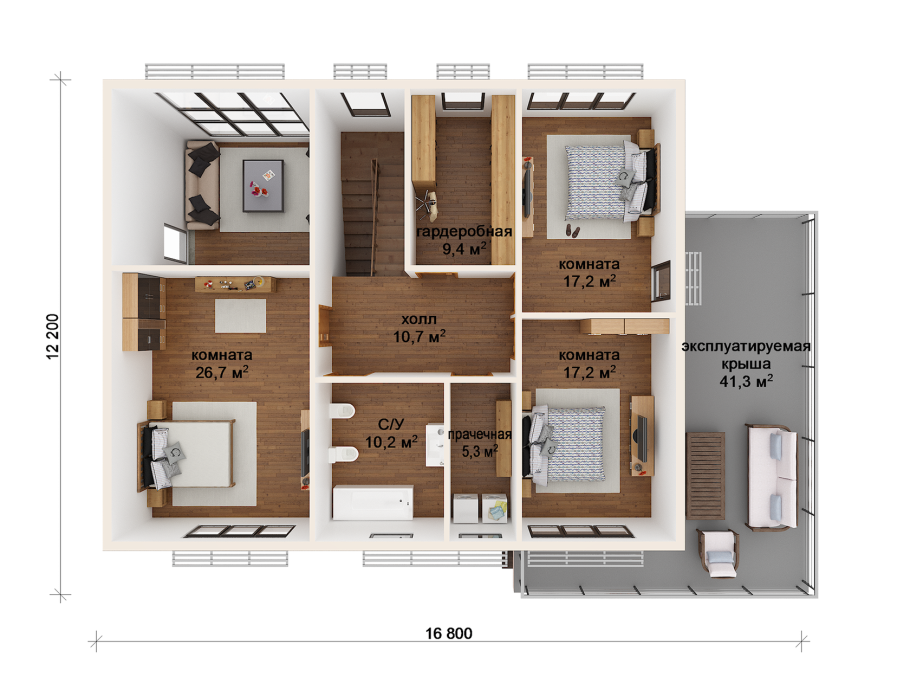 Планировка дуплекса 110 м2