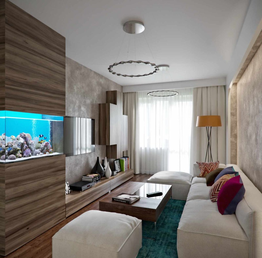 Гостиная 17 м2 интерьер прямоугольный