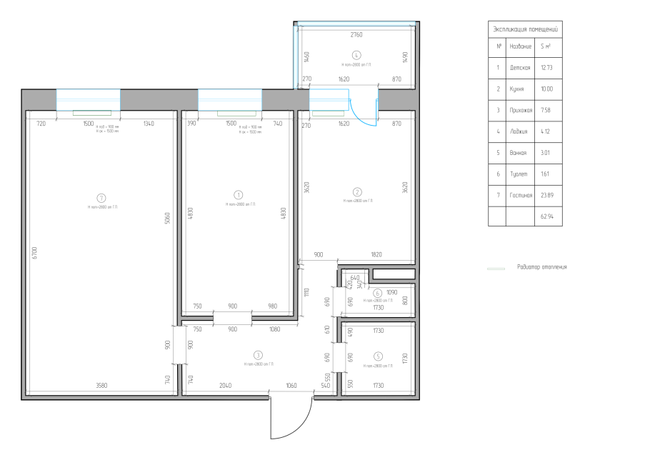 Обмерный план квартиры с размерами