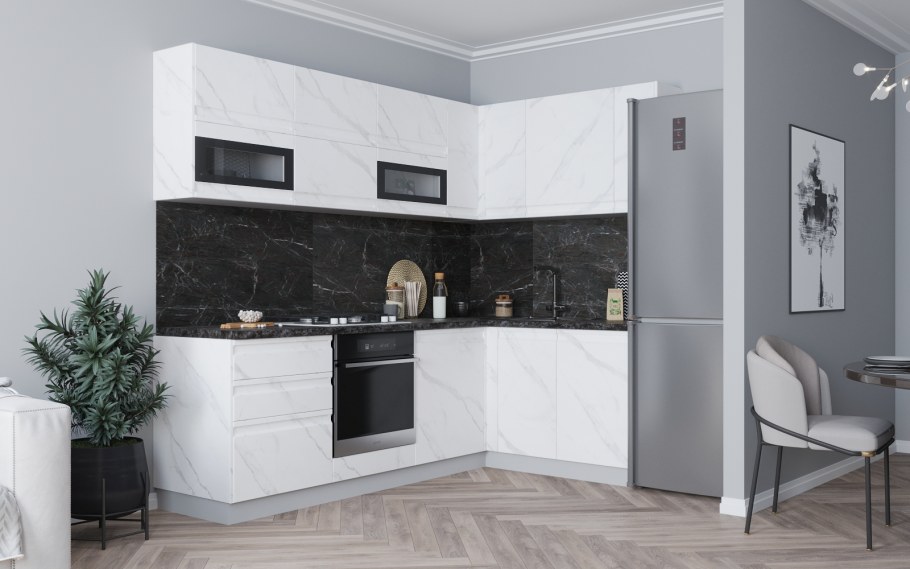 Кухня скала ДСВ мрамор Арктик