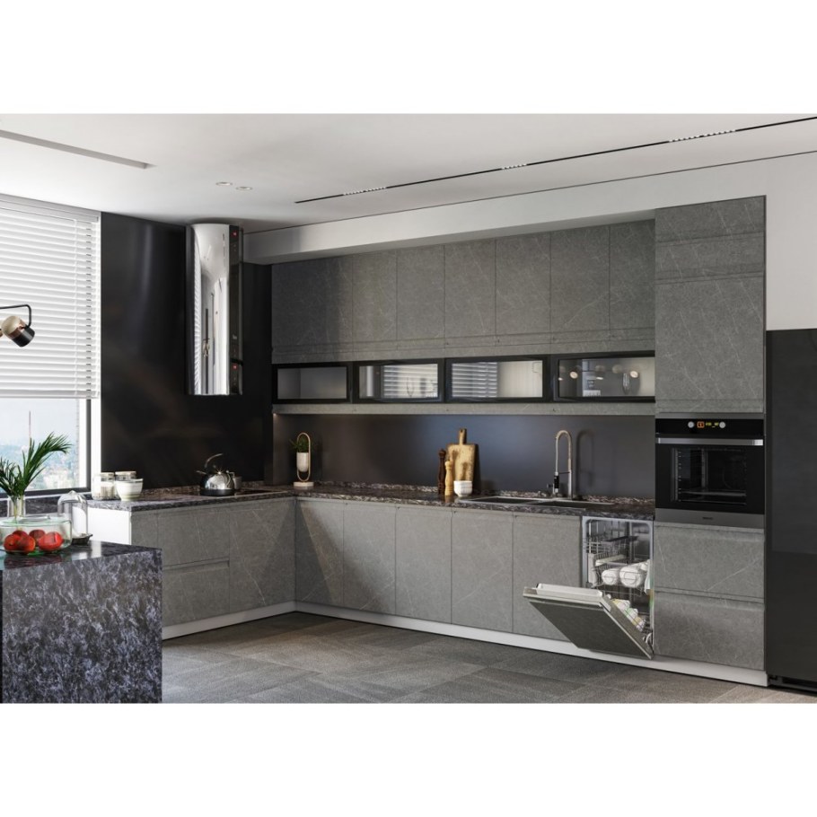 Кухня скала гранит грей