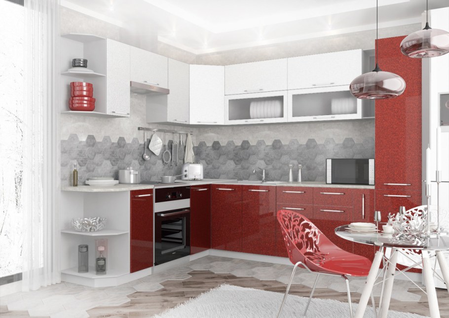 Кухня олива белый металлик ДСВ