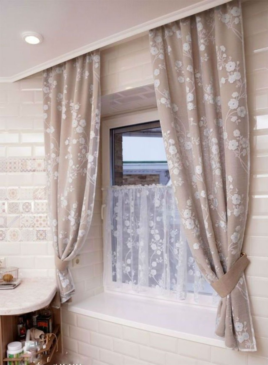 Шторы на кухню до подоконника