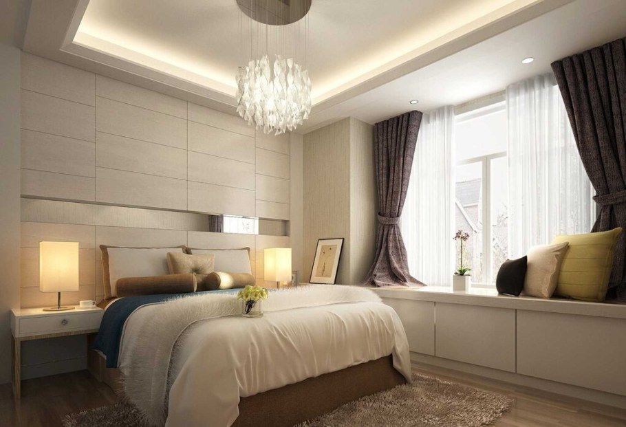 Спальня с эркером в современном стиле