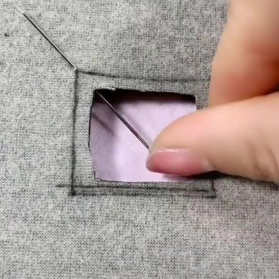 Заштопать дырку вручную красиво на куртке