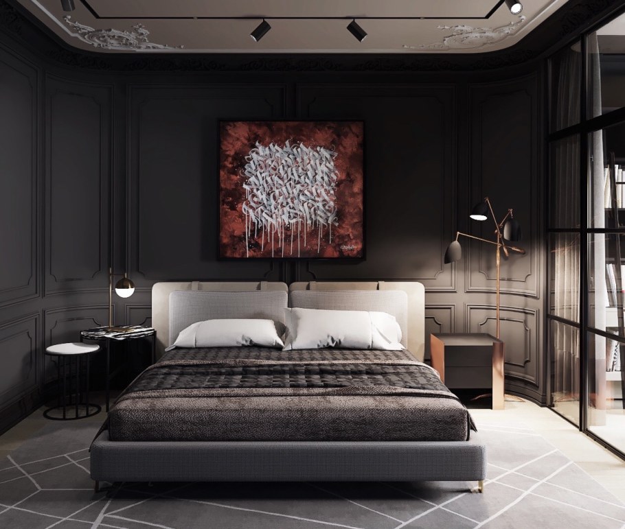 Спальня в темных тонах