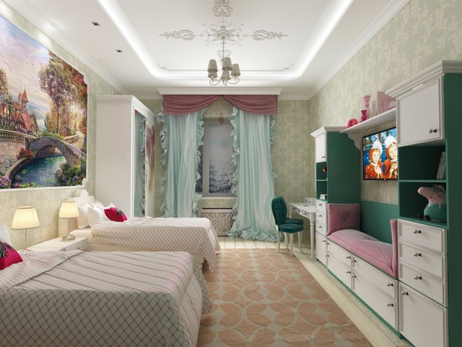 Интерьер детской для двух девочек