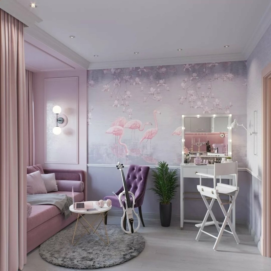 Интерьер в нежно розовых тонах