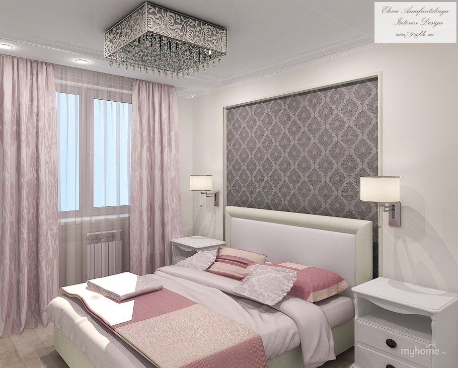 Спальня в серо розовых тонах
