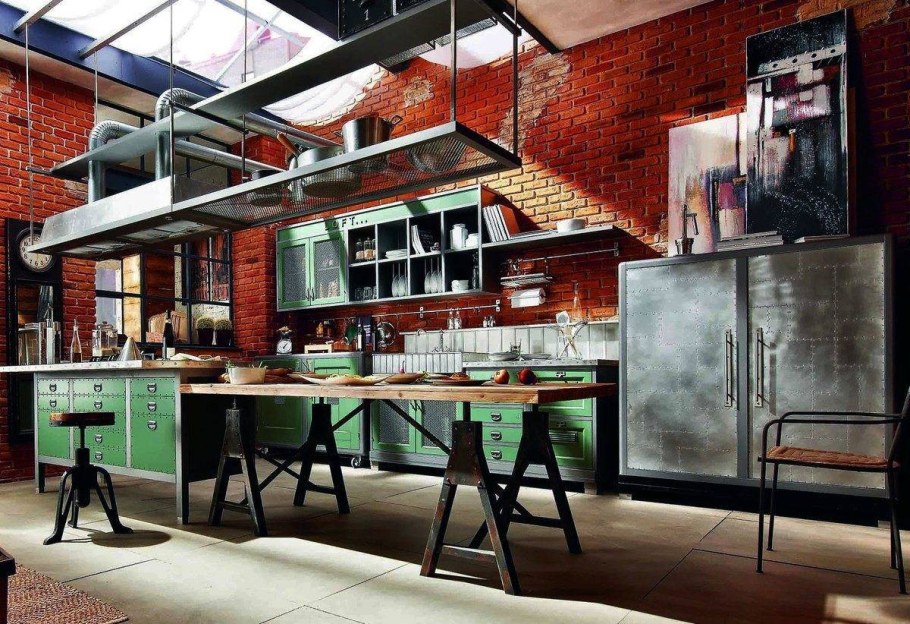 Кухня Индастриал лофт фасад дерево